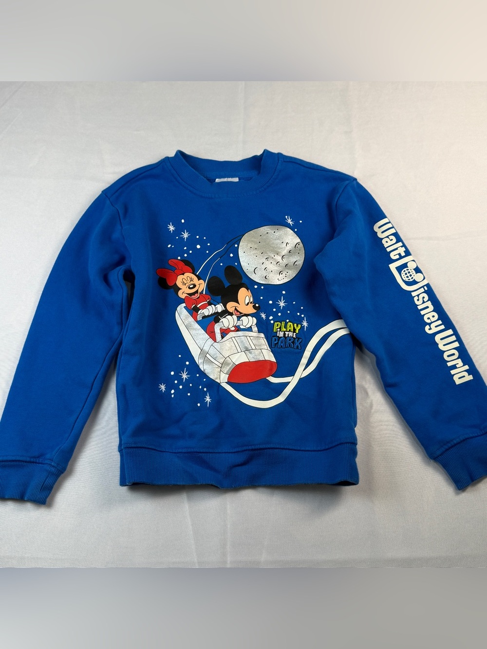 Disney Mickey Minnie Mouse Space Mountain Sweatshirt Kids 5/6 Blue Disney World